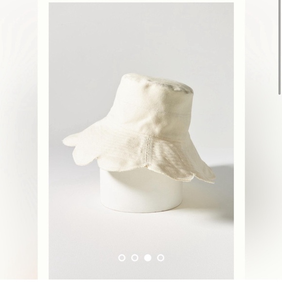 Flower Canvas Bucket Hat By Anthropologie in Ivory NWT - Picture 3 of 6